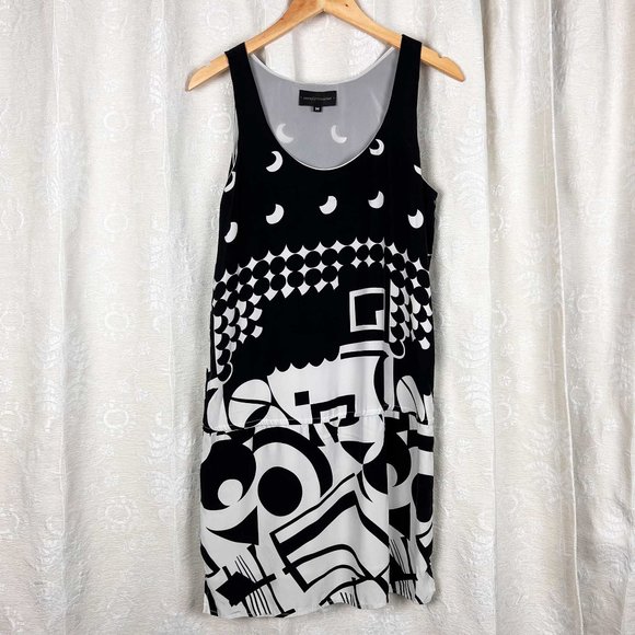 Corey Lynn Calter silk black & white geometric shift dress - Picture 1 of 7